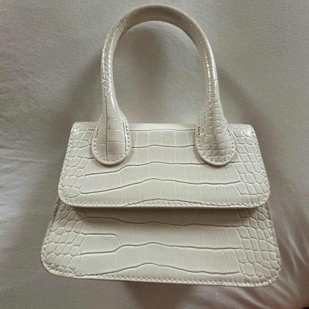 A&F White Crocodile-Embossed Handbag